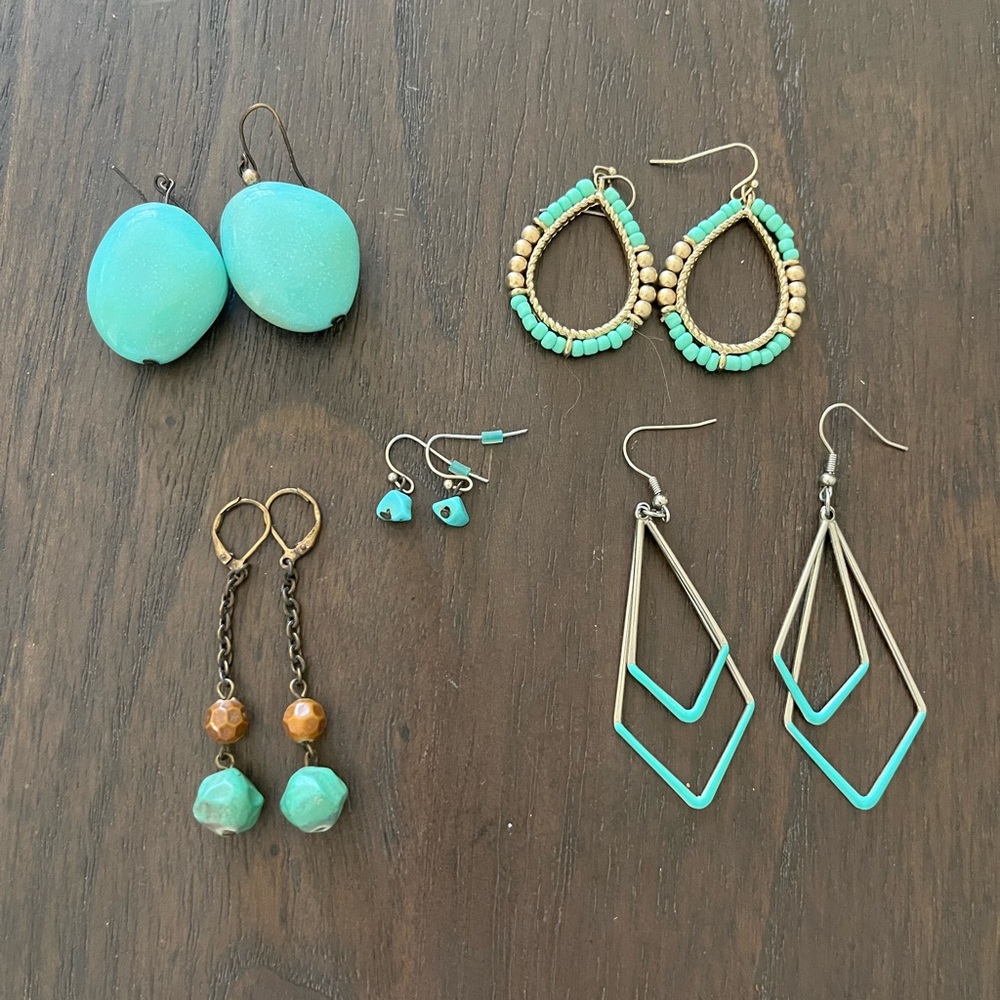 5 pairs turquoise earrings